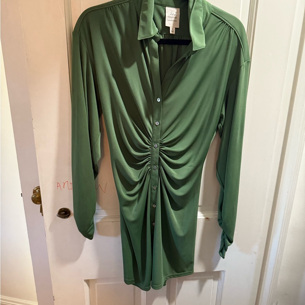 Cinq a Sept Green Button Down Dress